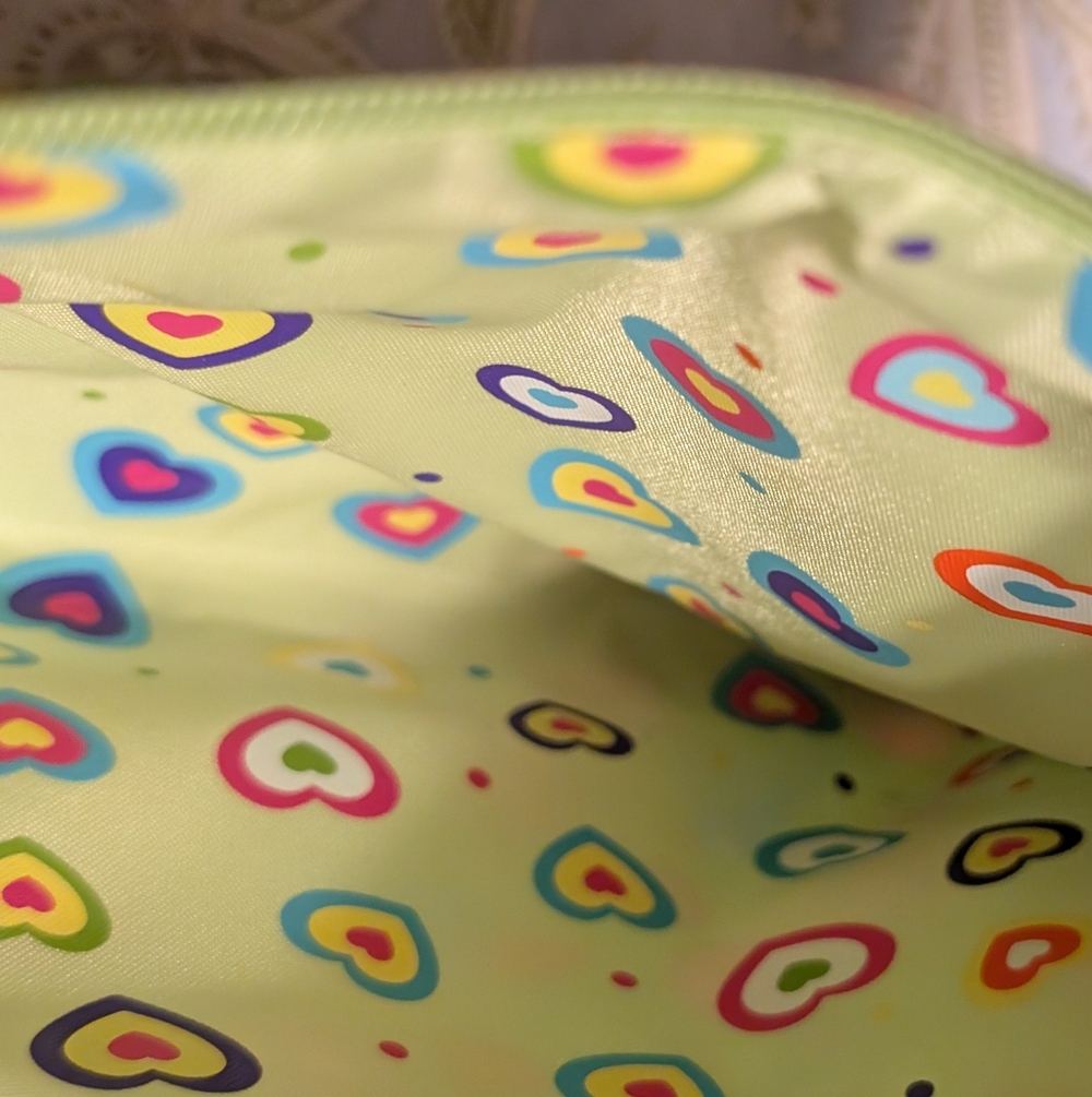 Barnes & Noble Colorful Bird & Hearts Print Vinyl Zippered Pouch - Picture 5 of 5